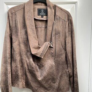 Taupe Distressed Vegan leather jacket - Rino + Pelle